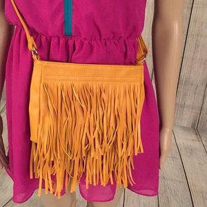 Faux leather fringe crossbody purse